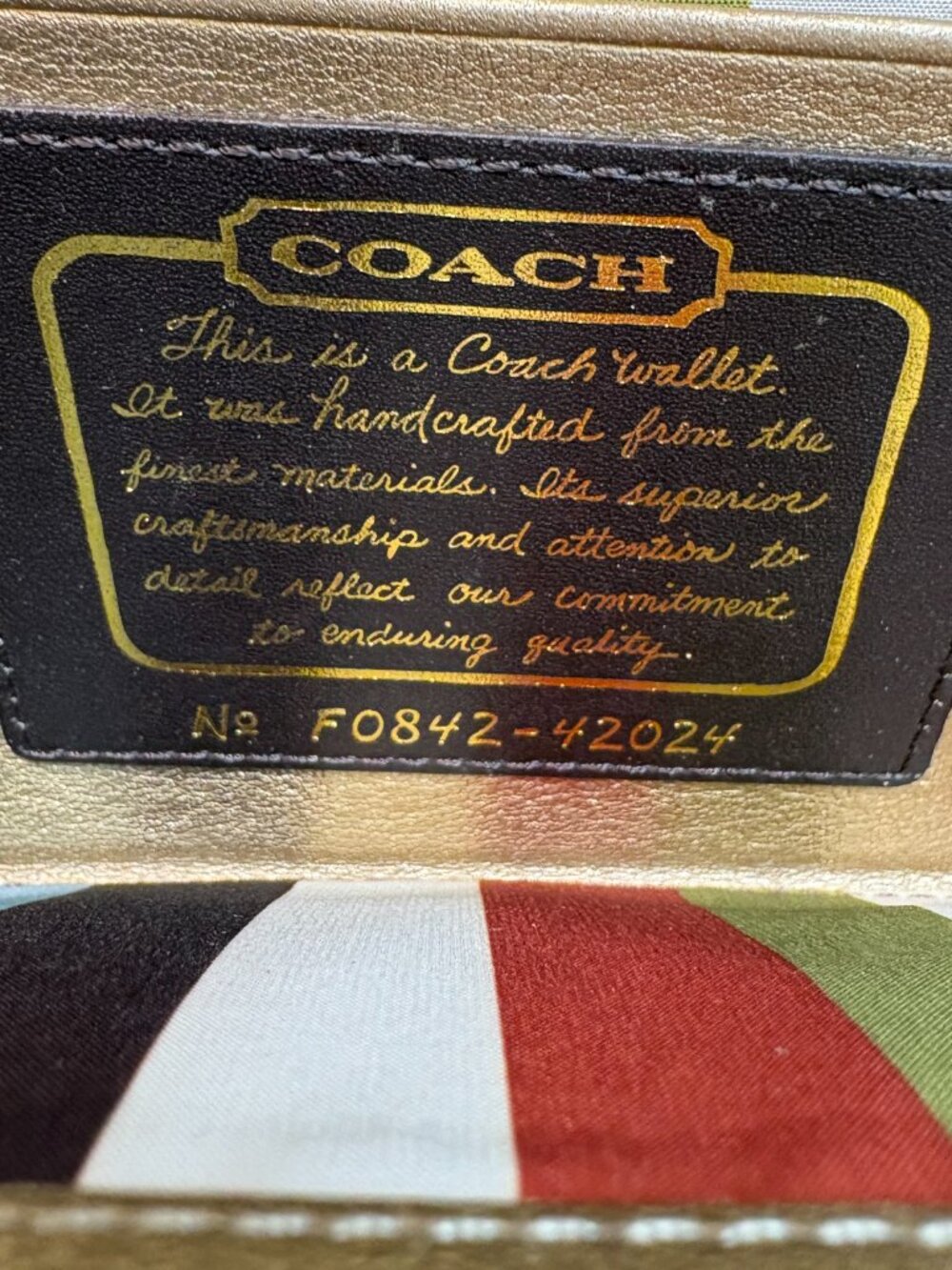 Coach Signature Jacquard Gold Glitter Zip Around Continental Wallet Vintage Y2K - Picture 6 of 7